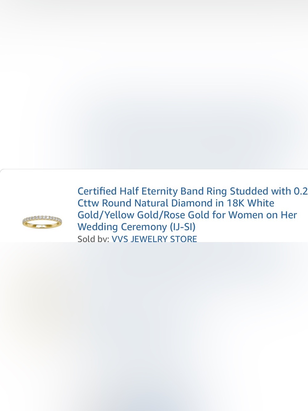 Certified VVS Gems White Diamond 18k Gold Half Eternity Ring Size 7 - Picture 11 of 13